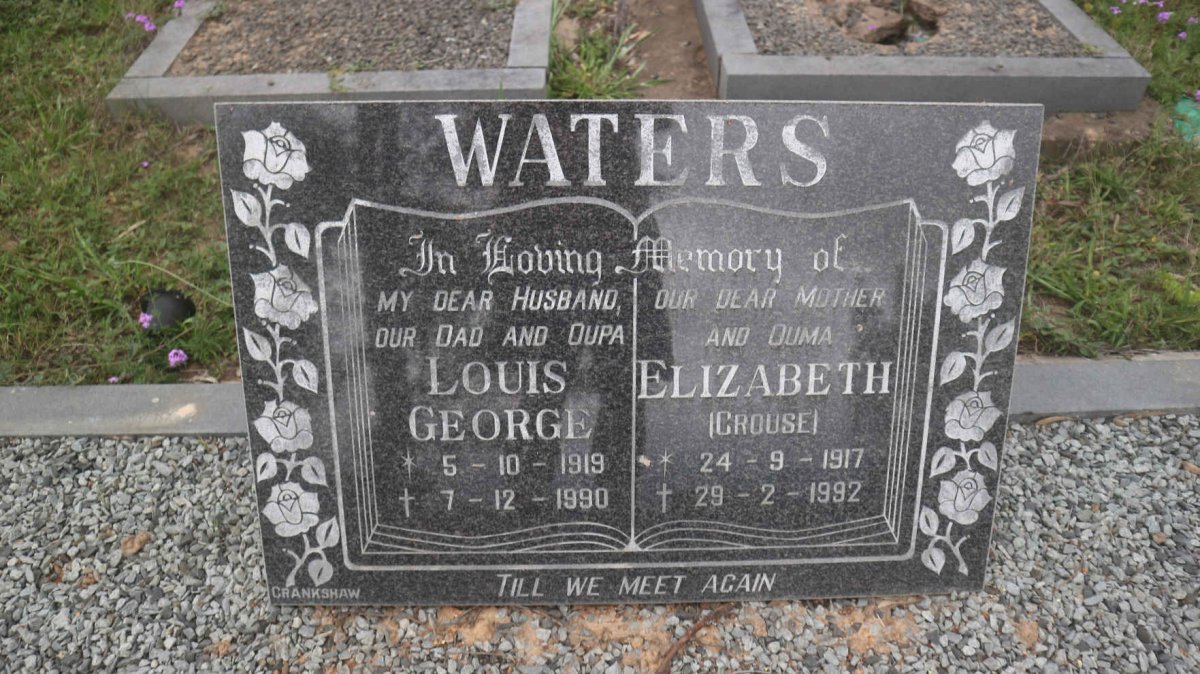 WATERS Louis George 1919-1990 &amp; Elizabeth CROUSE 1917-1992
