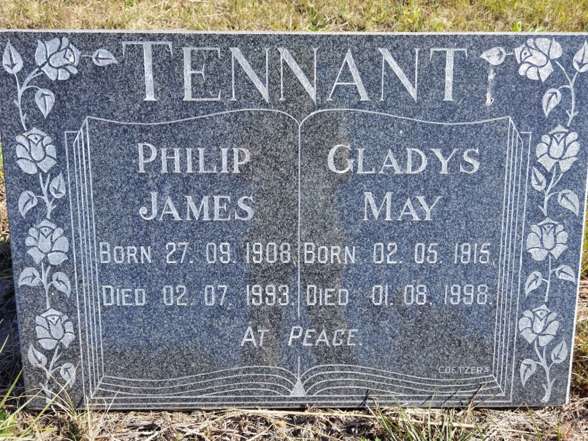TENNANT Philip James 1908-1993 &amp; Gladys May 1915-1998