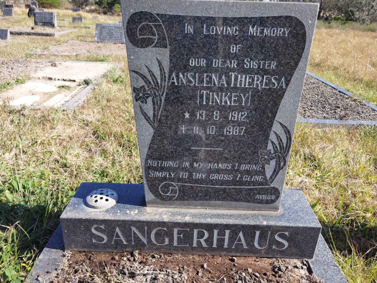 SANGERHAUS Anslena Theresa 1912-1987