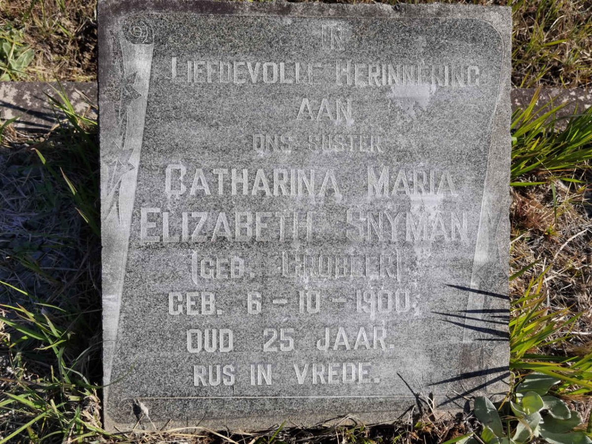 SNYMAN Catharina Maria Elizabeth nee GROBLER 1900-