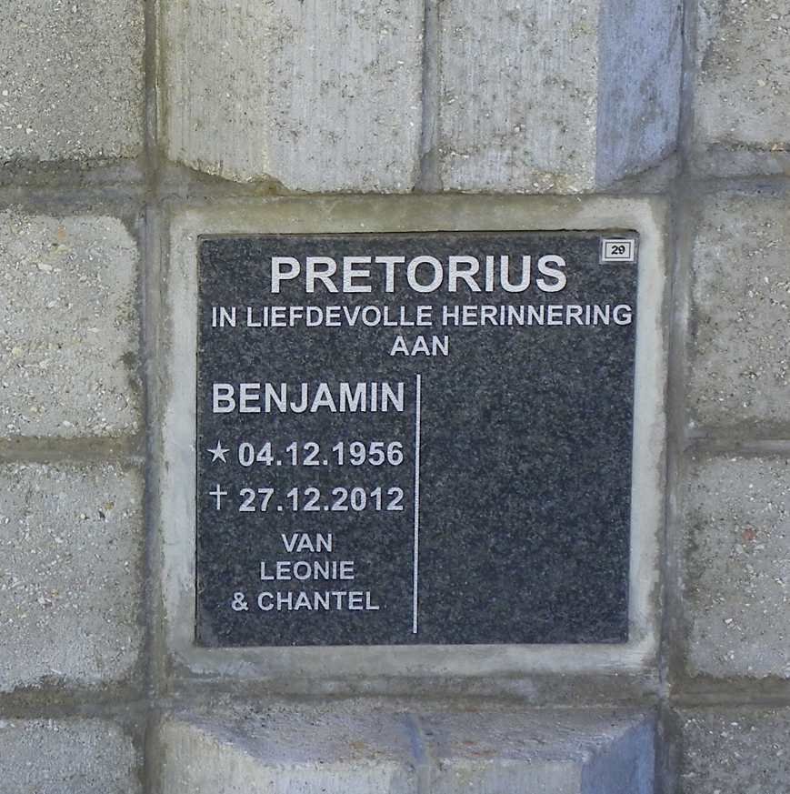 PRETORIUS Benjamin 1956-2012