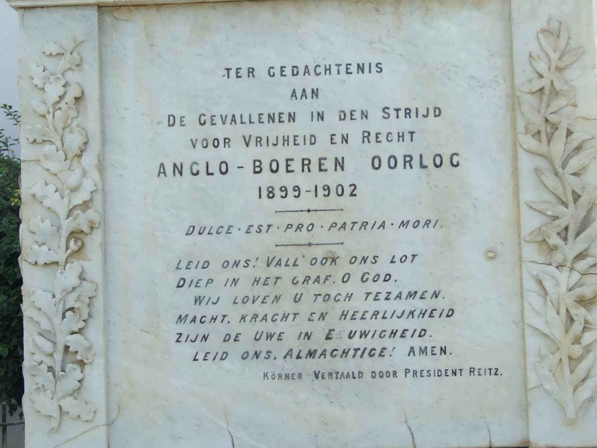 2. Gedenksteen - Anglo Boer War  1899-1920
