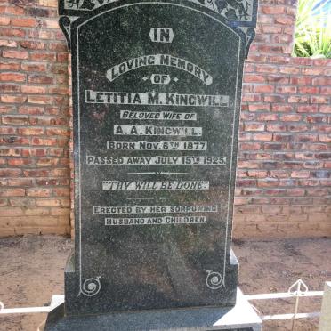 KINGWILL Letitia M. 1877-1925