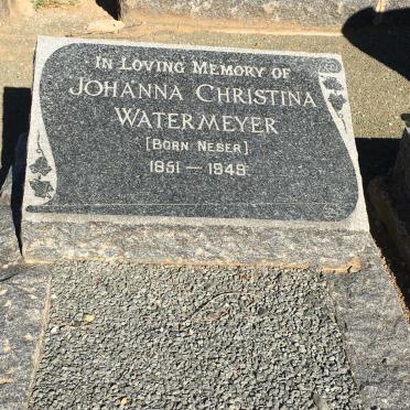 WATERMEYER Johanna Christina nee NESER 1851-1949