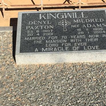 KINGWILL Denyl Paxton 1907-2001 &amp; Mildred ADAMS 1906-2004