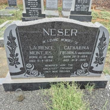 NESER Laurence Meintjes 1891-1974 & Catharina Fredrika VAN HEERDEN 1894-1989
