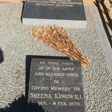 KINGWILL Rosemary Joyce nee BREMNER 1941-2008 :: KINGWILL Sheena 1970-1970