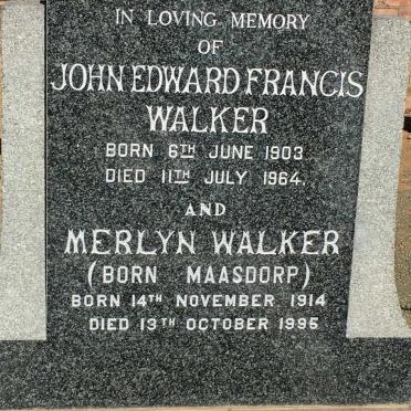 WALKER John Edward Francis 1903-1964 &amp; Merlyn MAASDORP 1914-1995