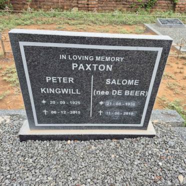 PAXTON Peter Kingwill 1925-2015 & Salome DE BEER 1936-2019