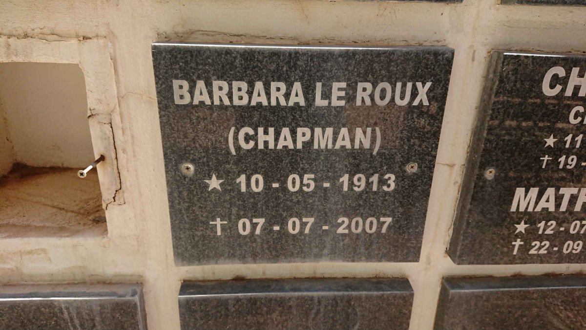 ROUX Barbara, le nee CHAPMAN 1913-2007