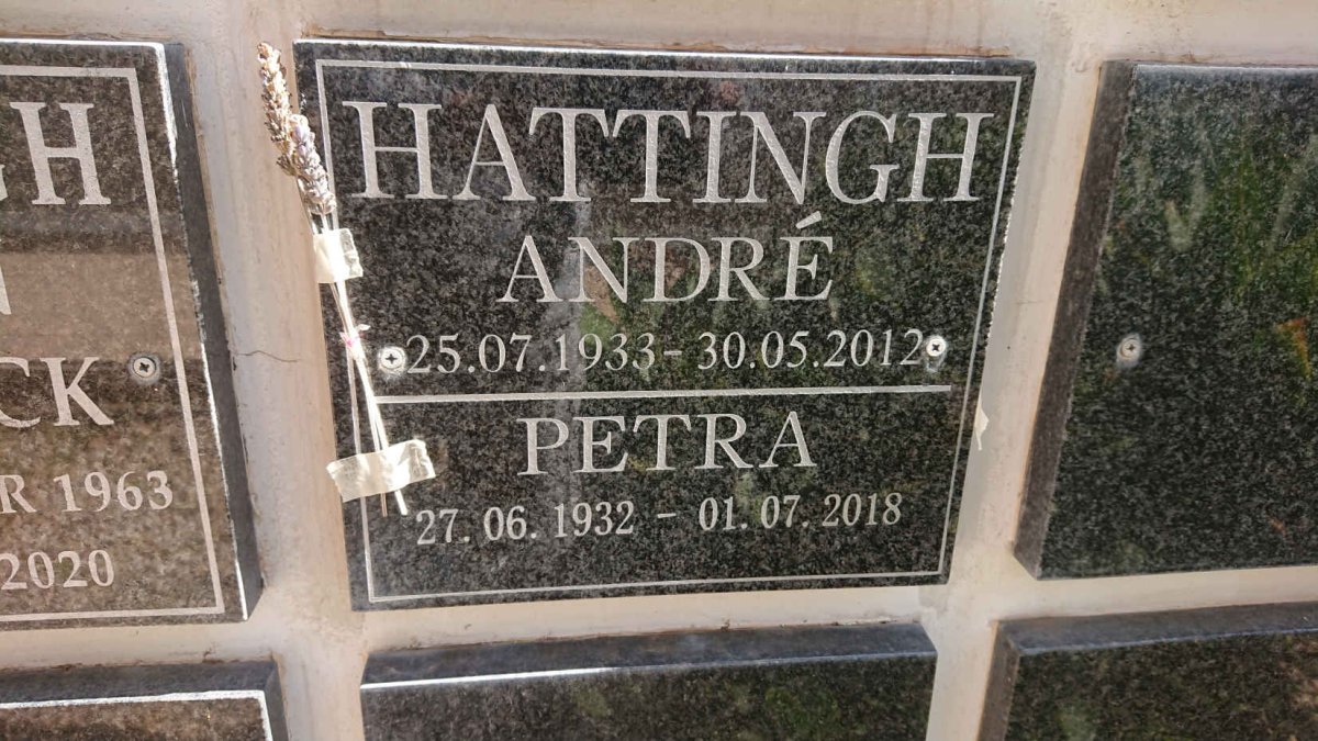 HATTINGH André 1933-2012 &amp; Petra 1932-2018