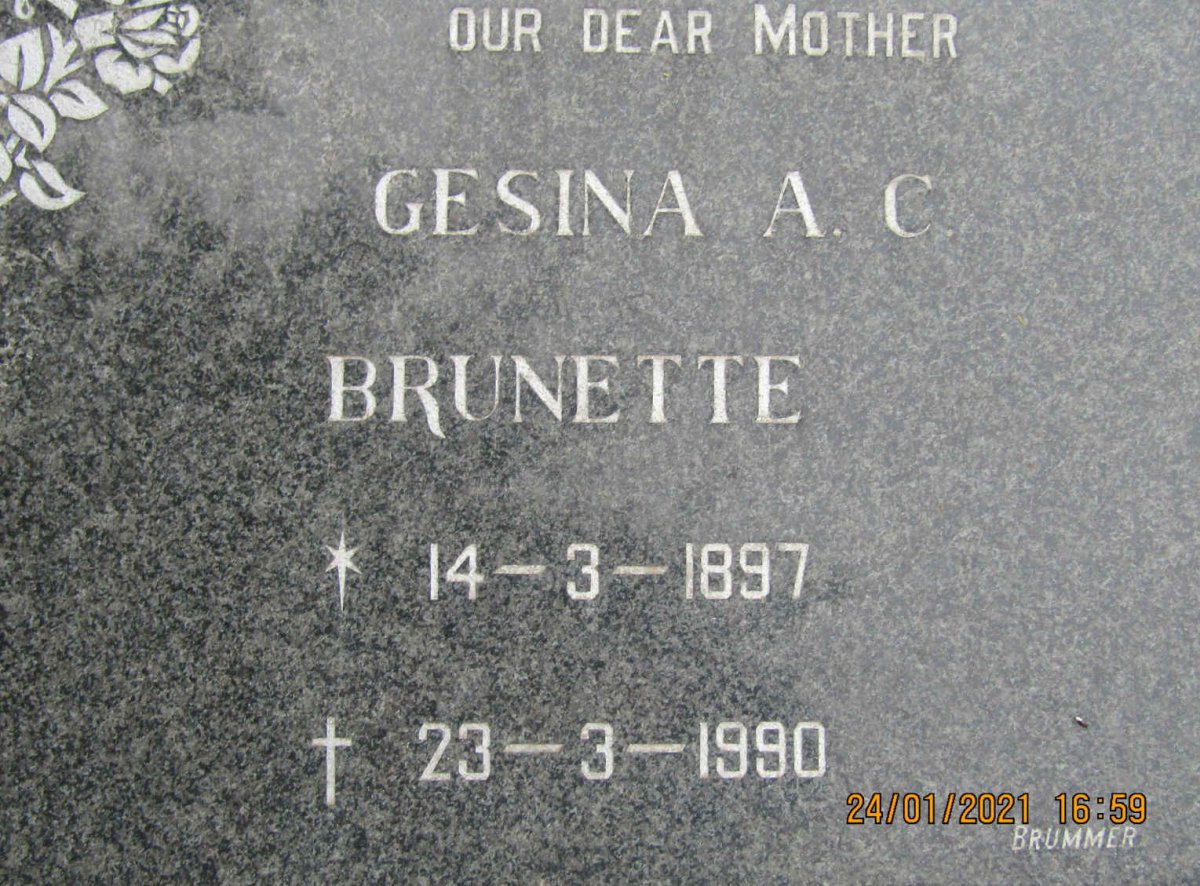 BRUNETTE Gesina A.C. 1897-1990