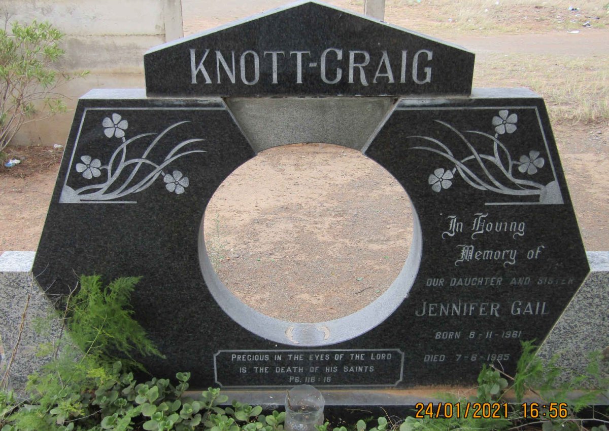 CRAIG Jennifer Gail 1961-1985, KNOTT