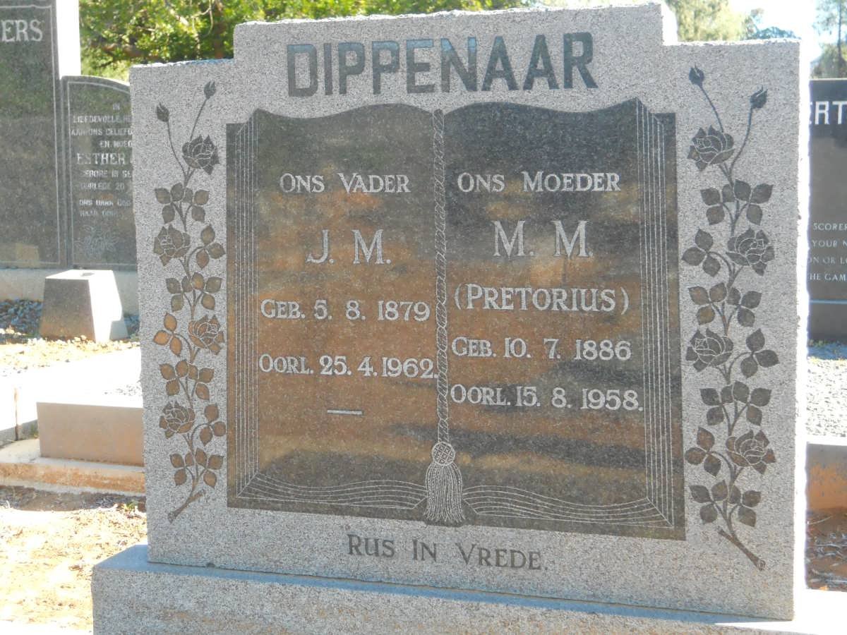 DIPPENAAR J.M. 1879-1962 &amp; M.M. PRETORIUS 1886-1958