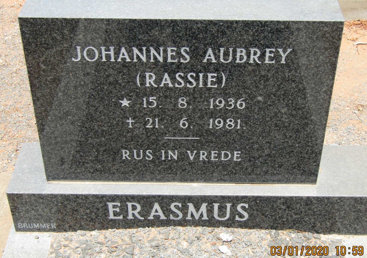 ERASMUS Johannes Aubrey 1936-1981