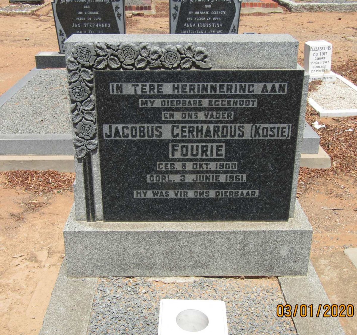 FOURIE Jacobus Gerhardus 1900-1961