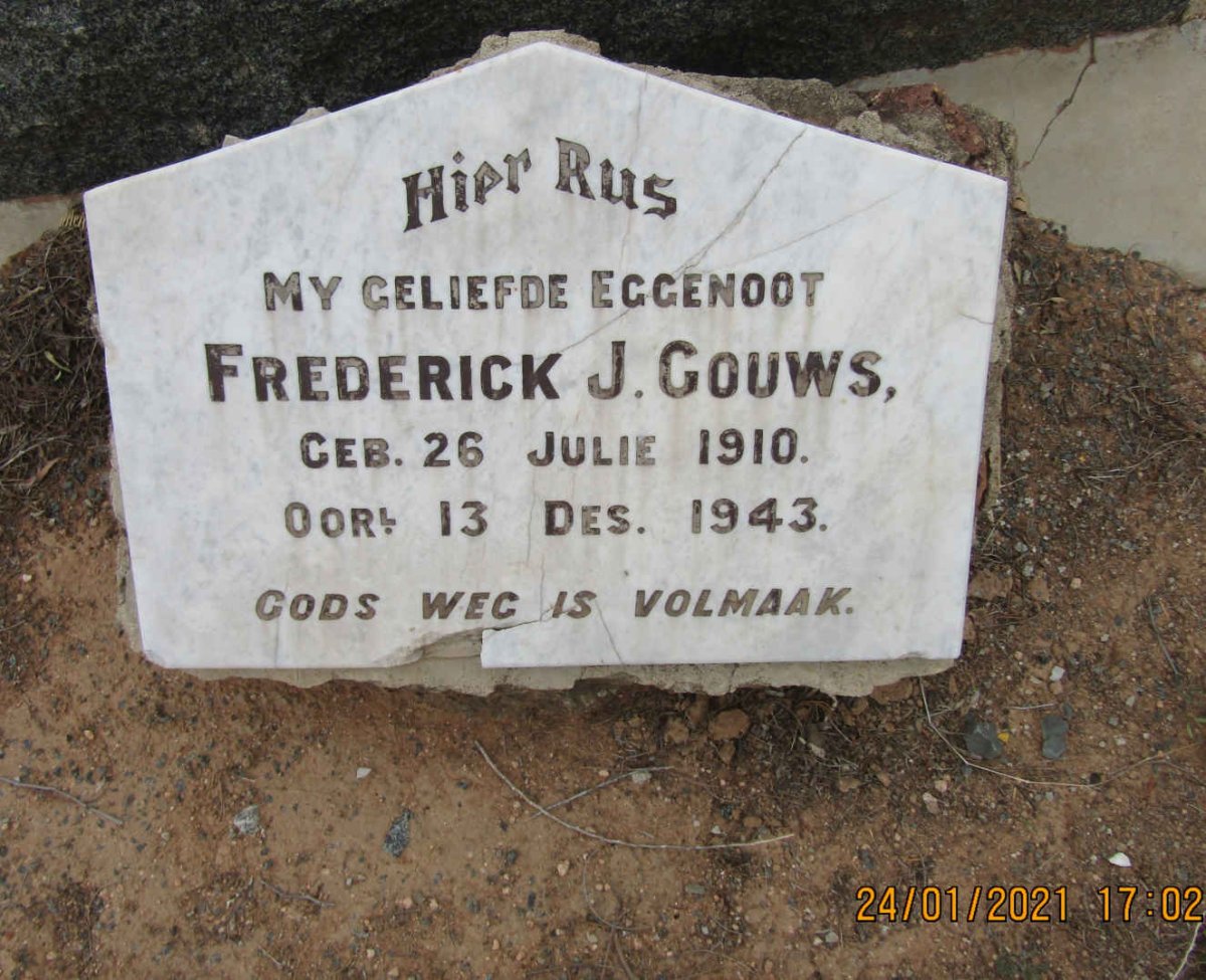 GOUWS Frederick Jacobus 1879-1942 :: GOUWS Frederick J. 1910-1943