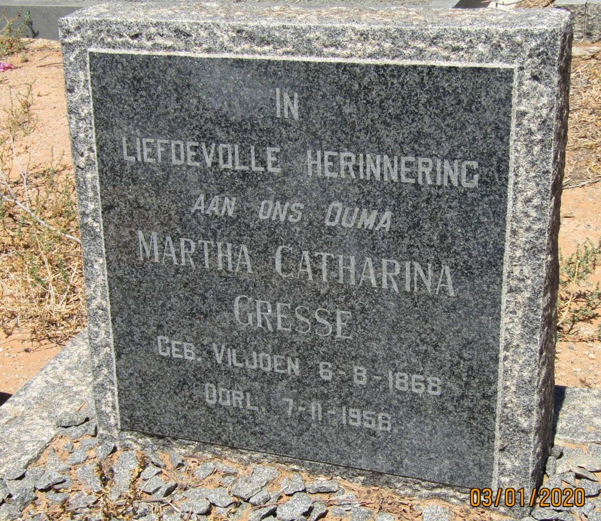 GRESSE Martha Catharina nee VILJOEN 1868-1956