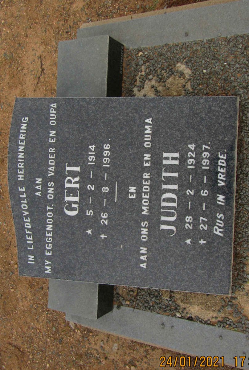 ? Gert 1914-1996 &amp; Judith 1924-1997