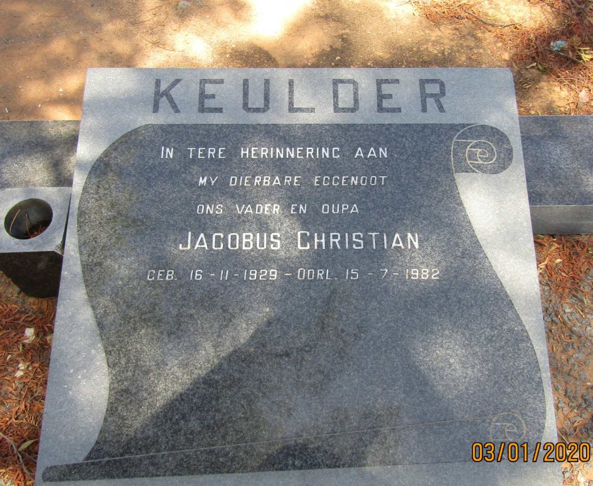 KEULDER Jacobus Christian 1929-1982