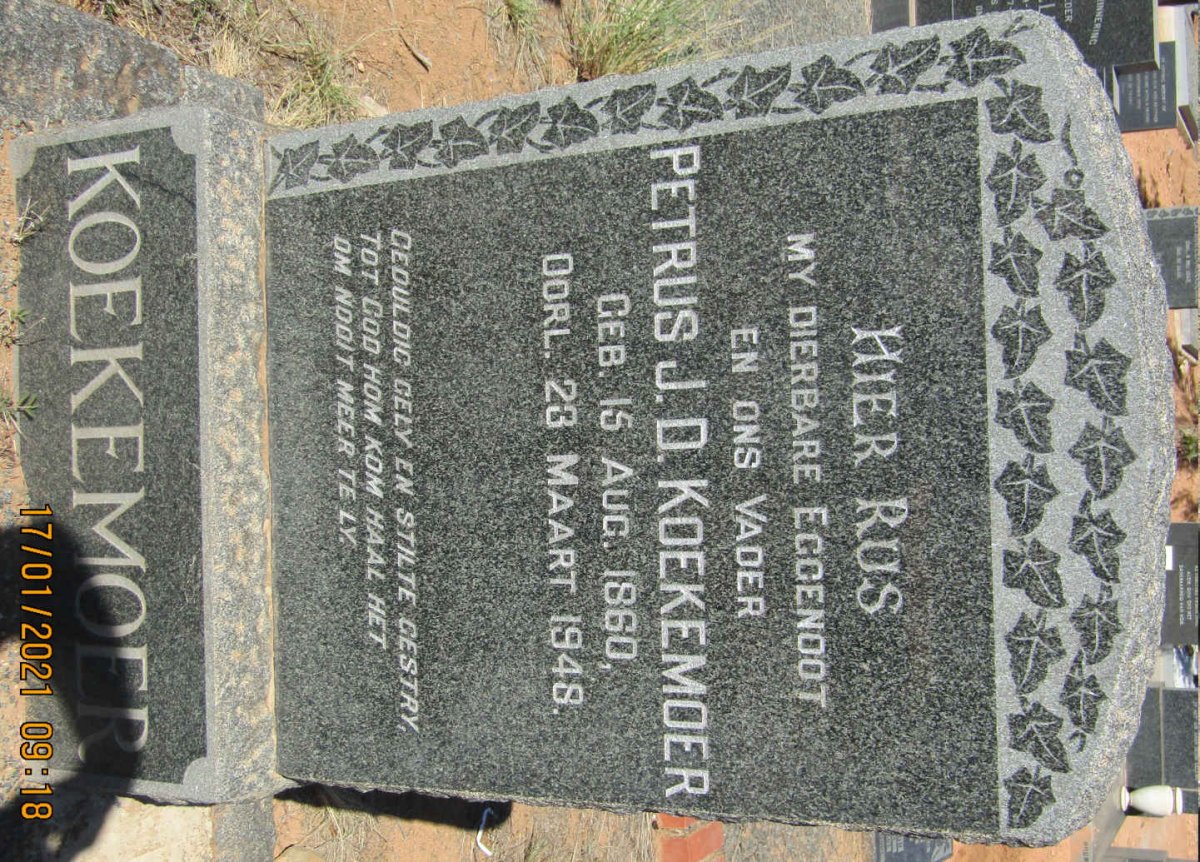 KOEKEMOER Petrus J.D. 1860-1948