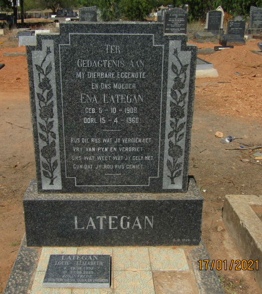 LATEGAN Willem 1909-1991 &amp; Ena  1908-1960 :: LATEGAN Daniel 1931-2010 :: LATEGAN Louie Elizabeth 1933-2020