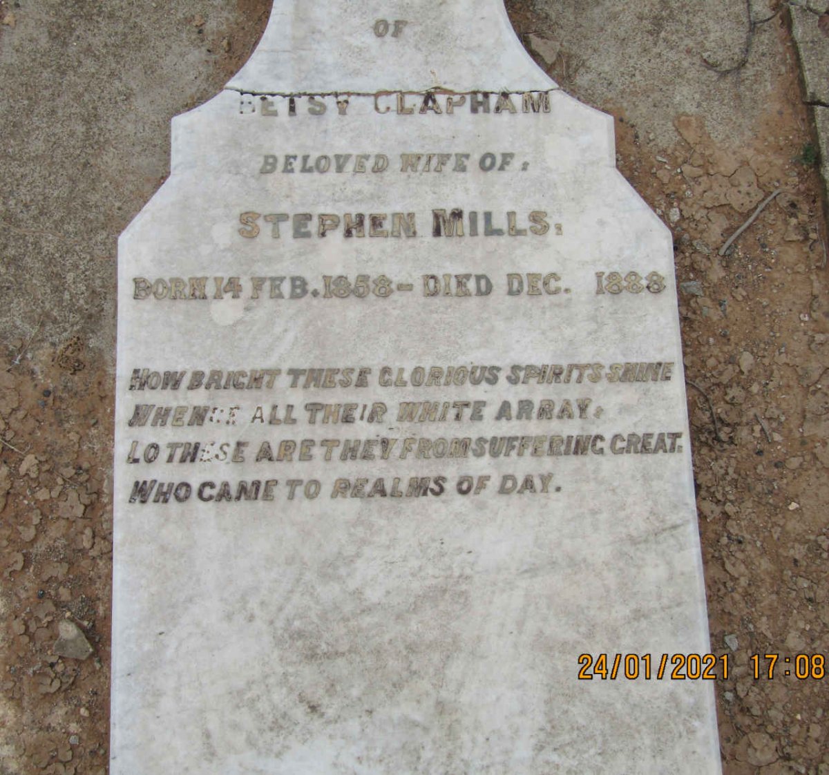 MILLS Betsy nee CLAPHAM  1858-1888