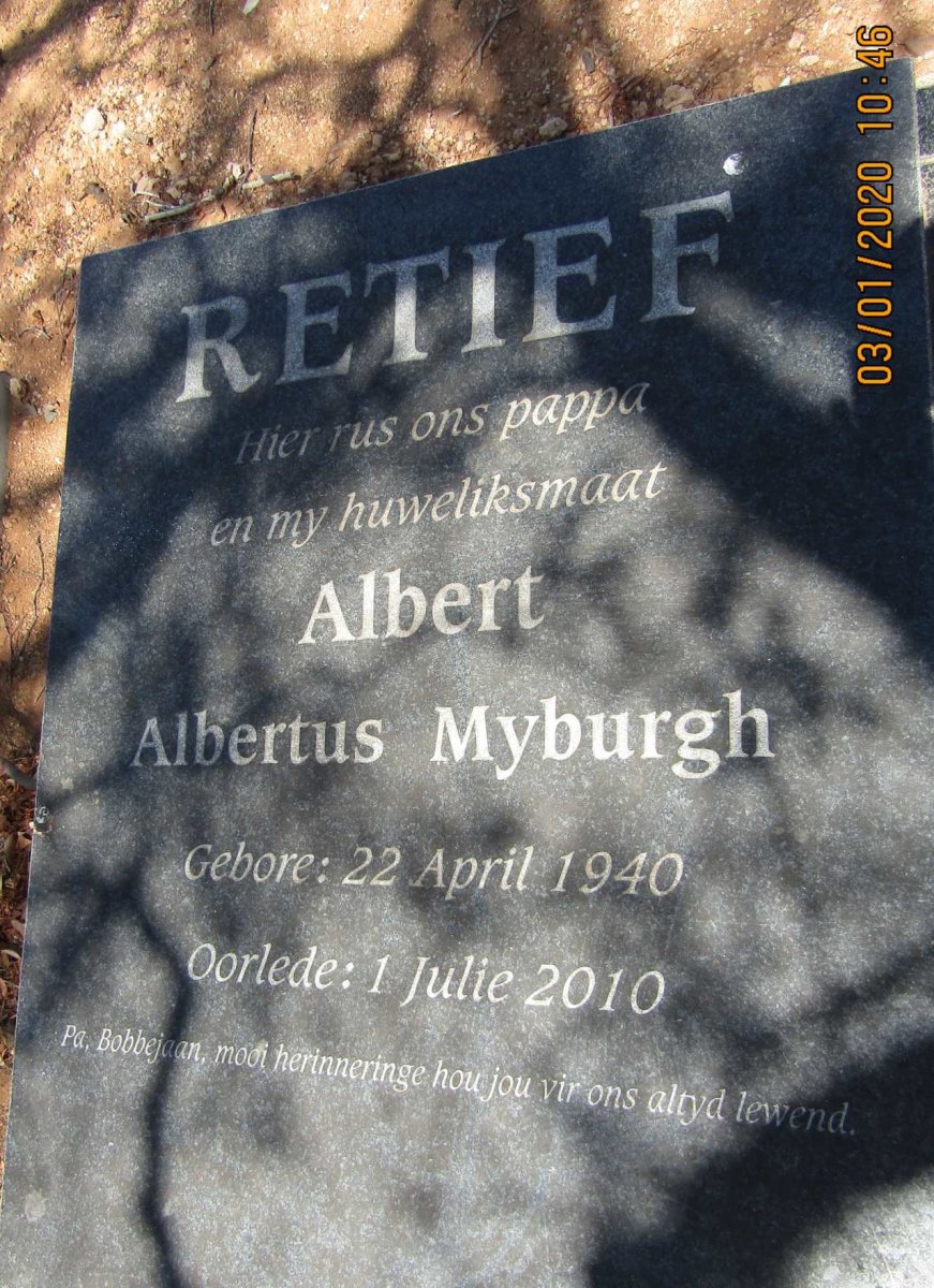 RETIEF Albertus Myburgh 1940-2010