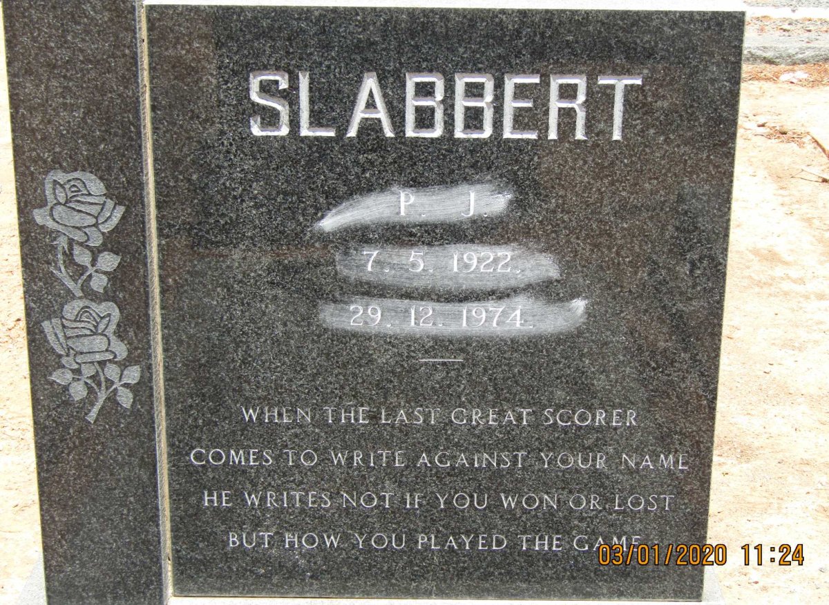 SLABBERT P.J. 1922-1974