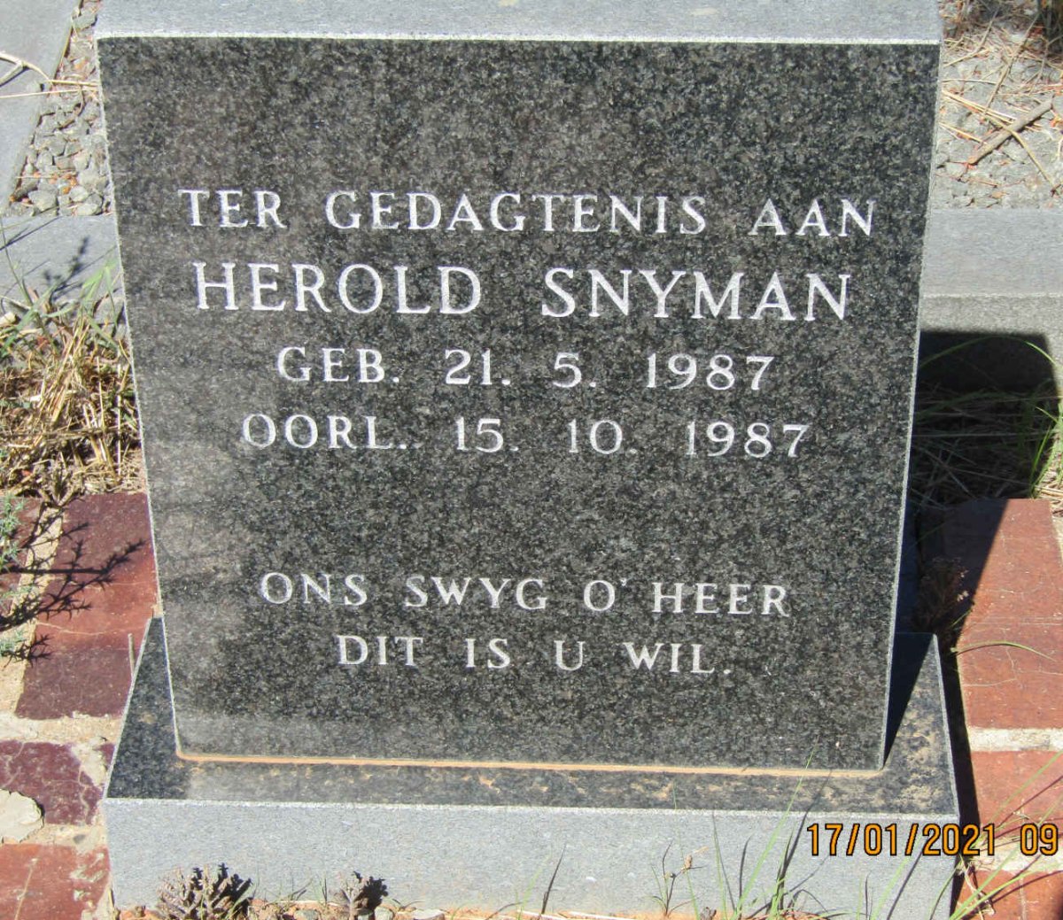 SNYMAN Herold 1987-1987