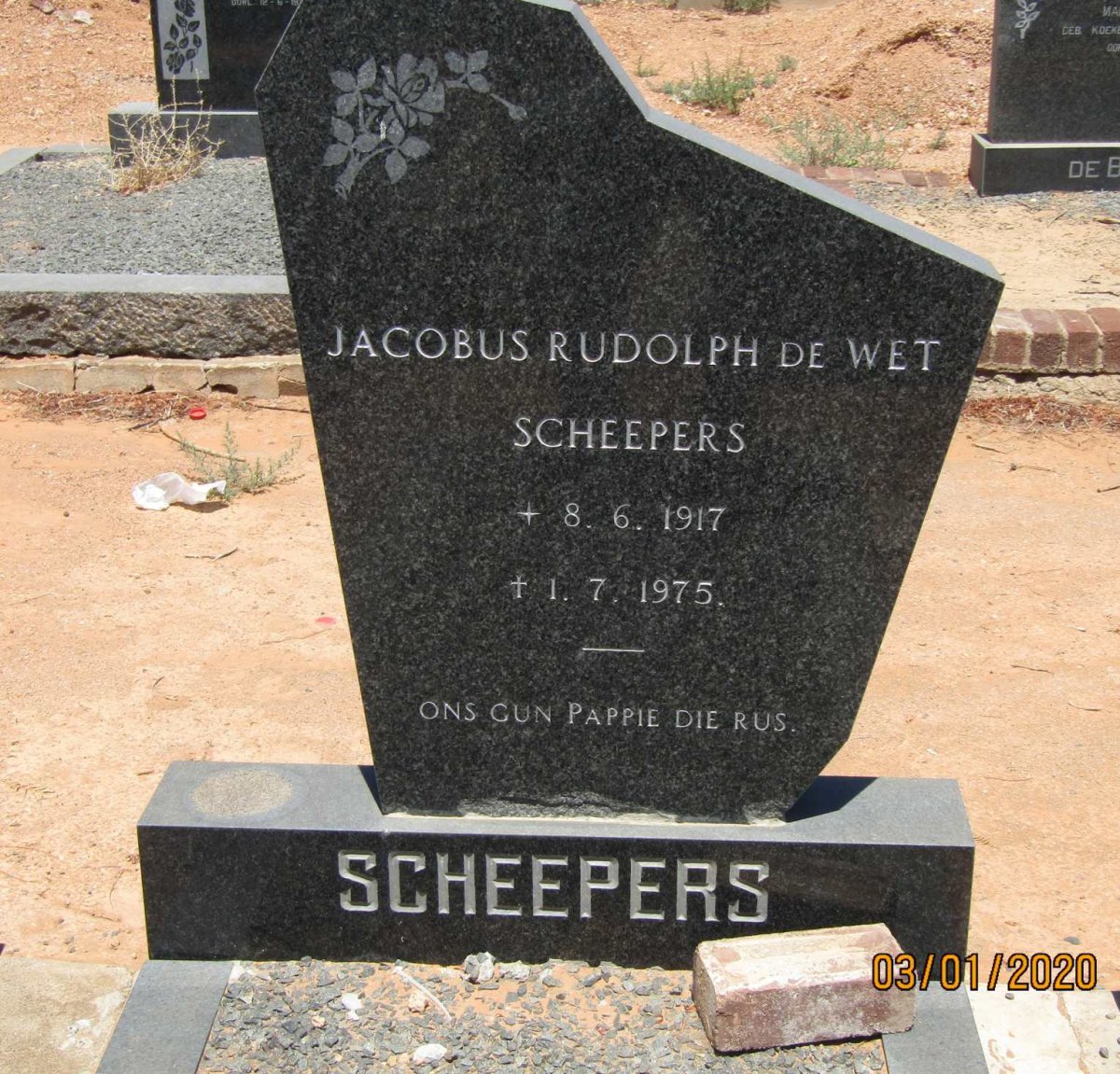 SCHEEPERS Jacobus Rudolph de Wet 1917-1975