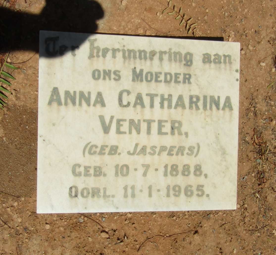 VENTER Anna Catharina nee JASPERS 1888-1965