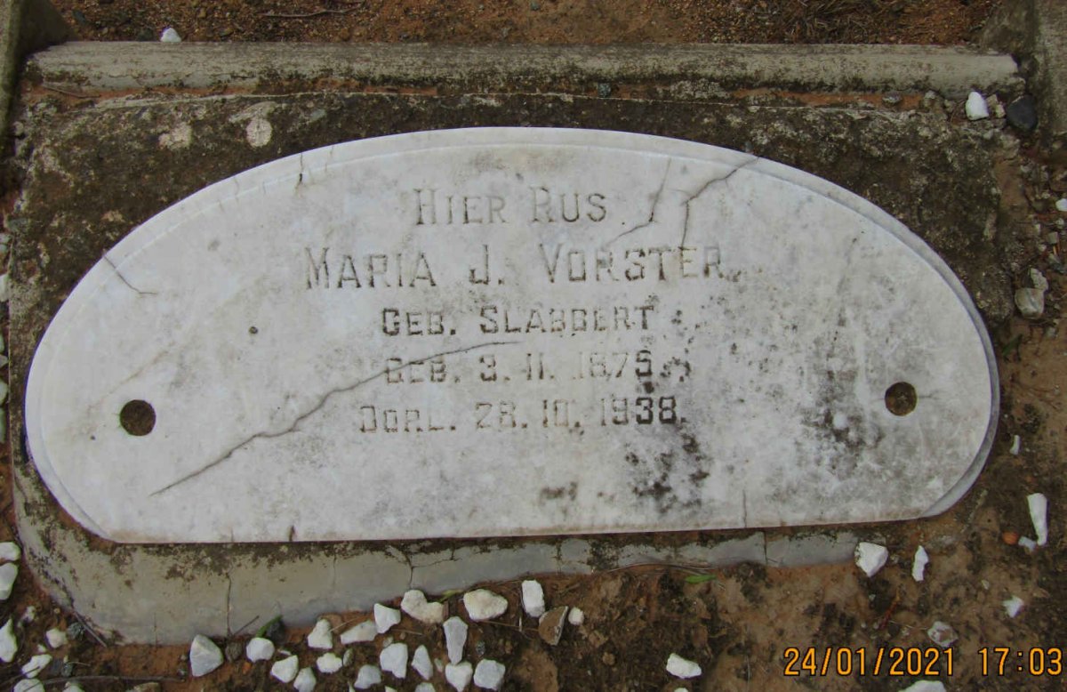 VORSTER Maria J. nee SLABBERT 1875-1938