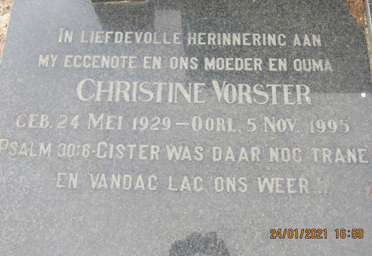 VORSTER Johannes 1923-2003 &amp; Petronella Aletta 1925-1963 :: VORSTER Christine 1929-1995