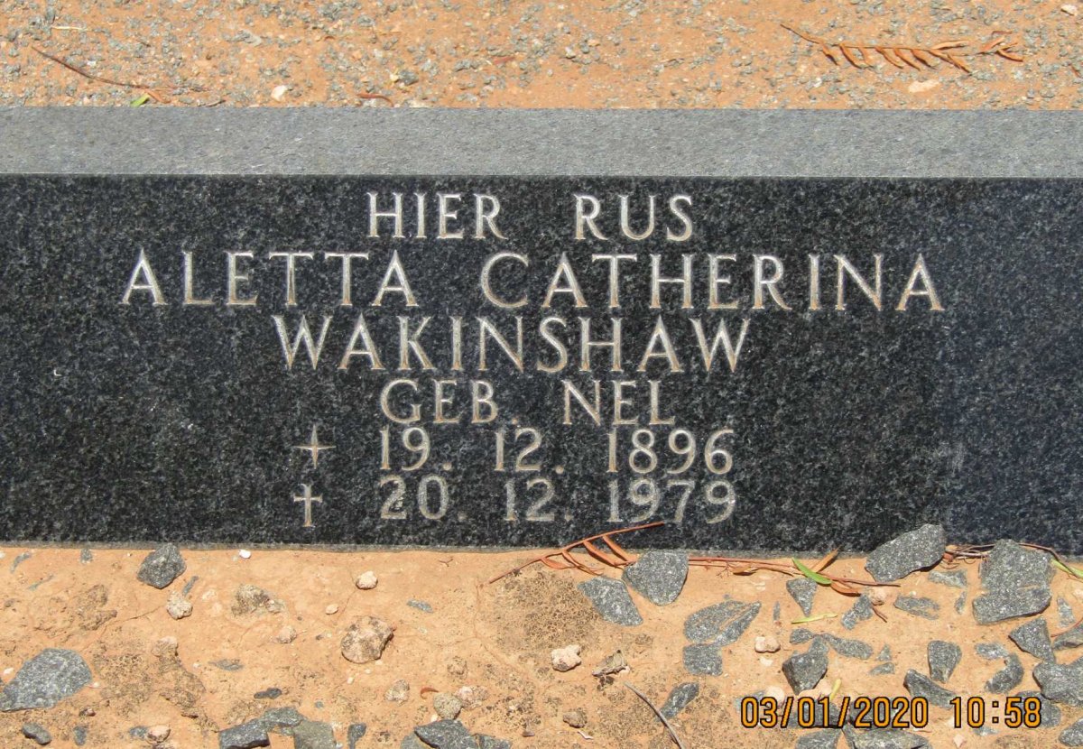 WAKINSHAW Aletta Catherina nee NEL 1896-1979