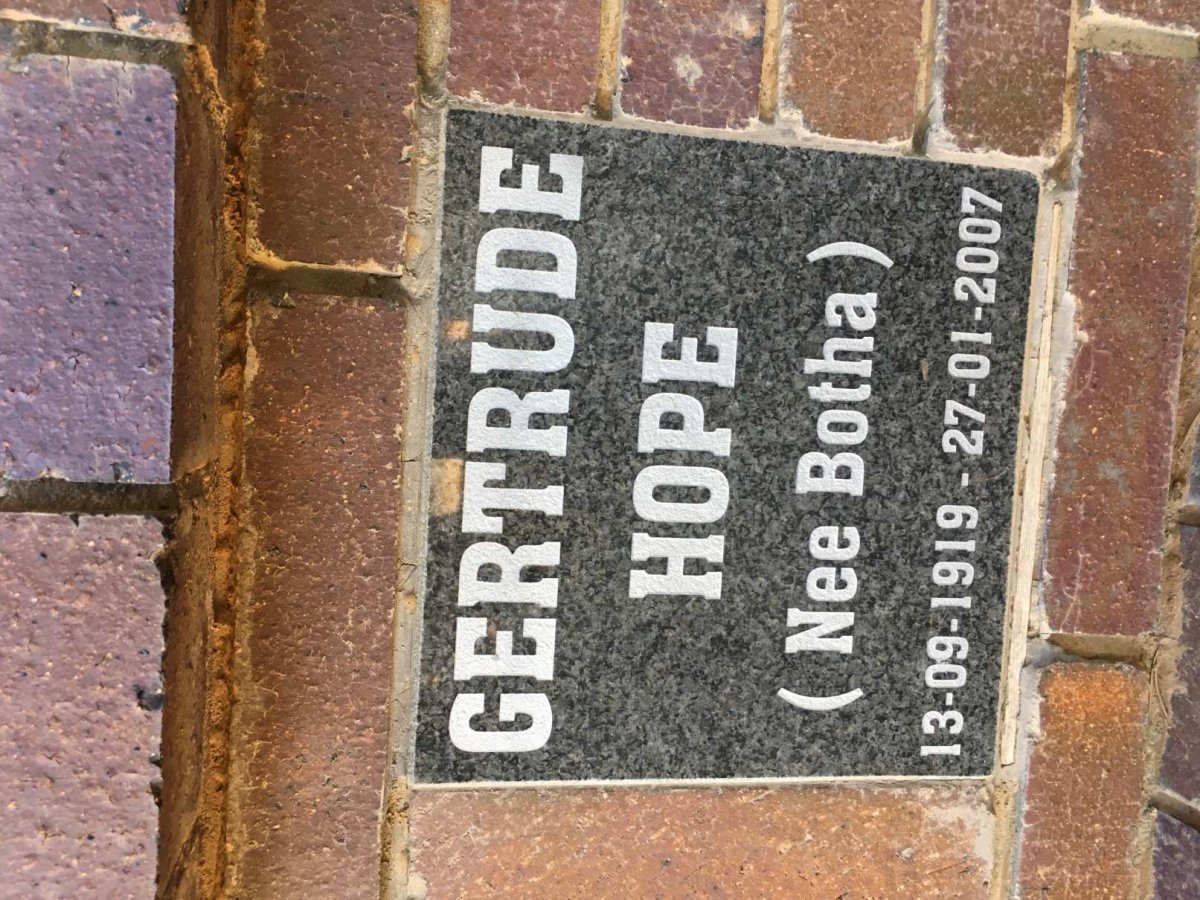HOPE Gertrude nee BOTHA 1919-2007
