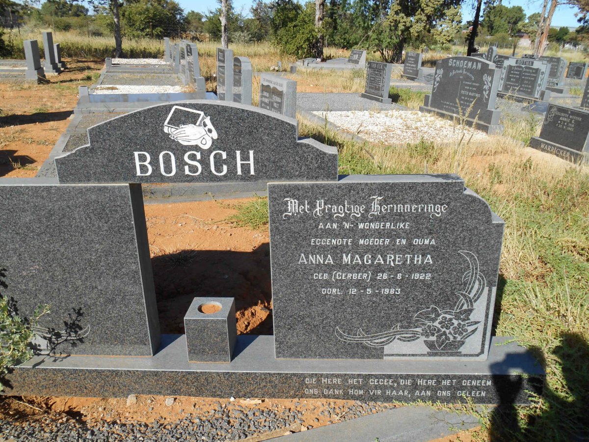 BOSCH Anna Magaretha nee GERBER 1922-1983