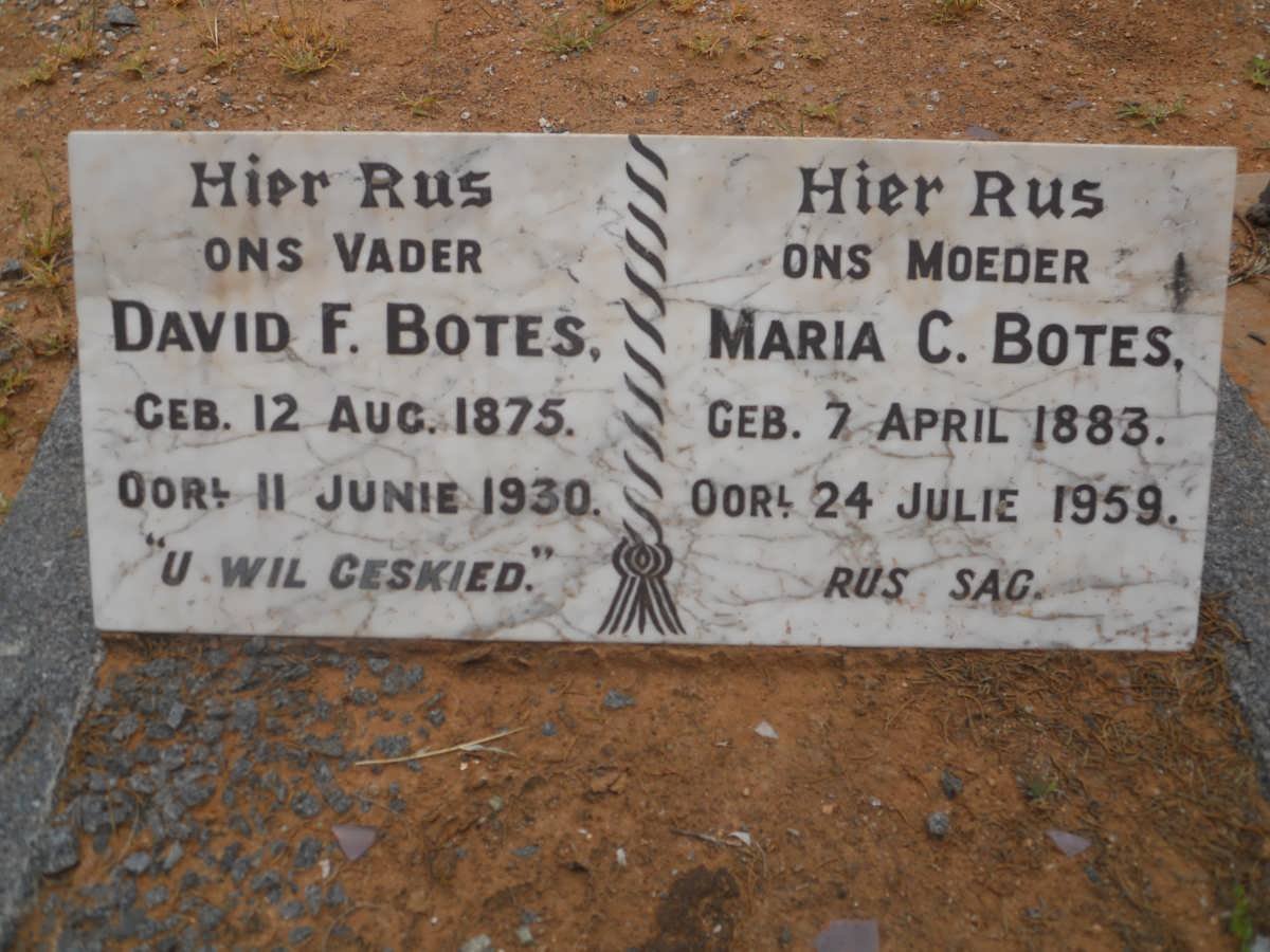 BOTES David F. 1875-1930 &amp; Maria C. 1883-1959