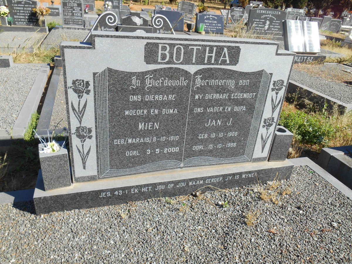 BOTHA Jan J. 1908-1988 &amp; Mien MARAIS 1910-2000
