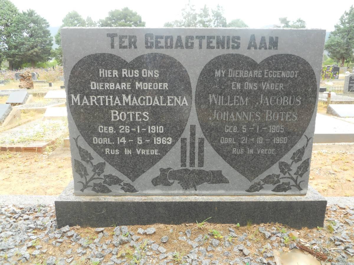 BOTES Willem Jacobus Johannes 1905-1960 &amp; Martha Magdalena 1910-1963