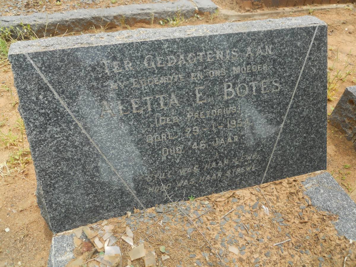 BOTES Aletta E. nee PRETORIUS -1954