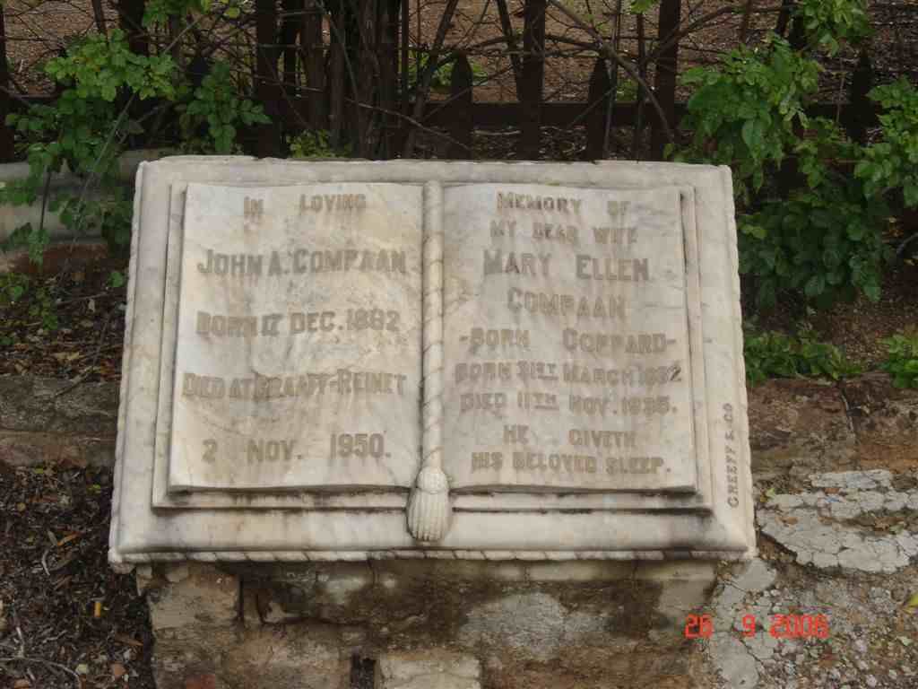 COMPAAN John A. 1862-1950 &amp; Mary Ellen COPPARD 1882 -1935
