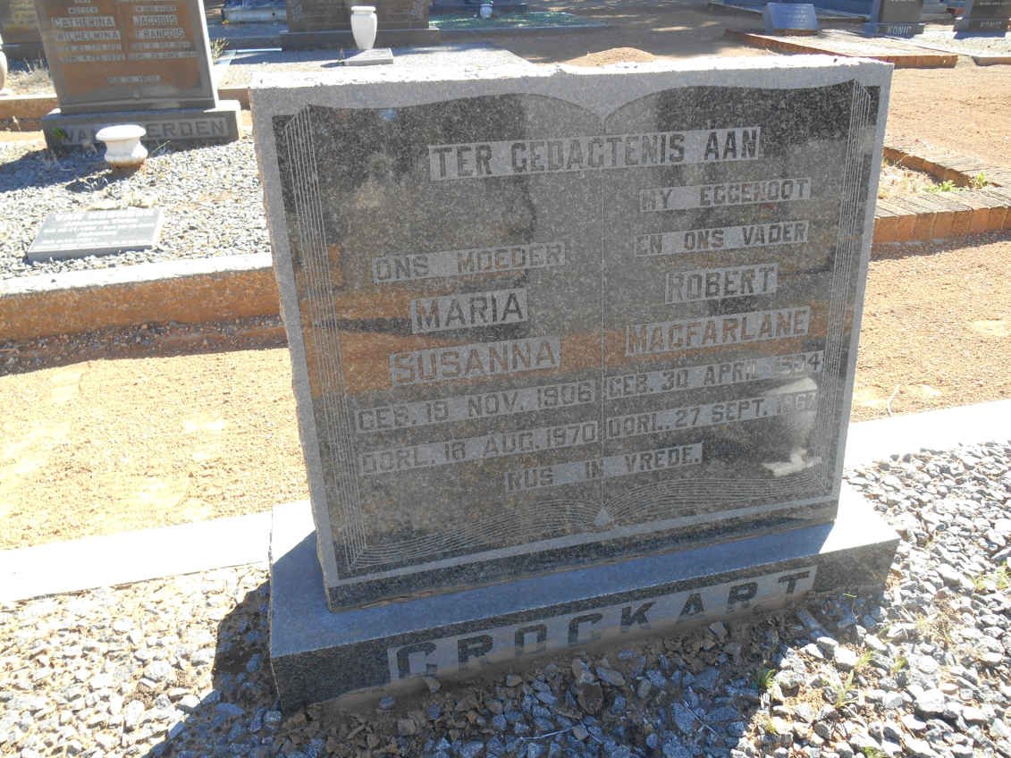 CROCKART Robert Macfarlane 1??4-1967 &amp; Maria Susanna 1906-1970