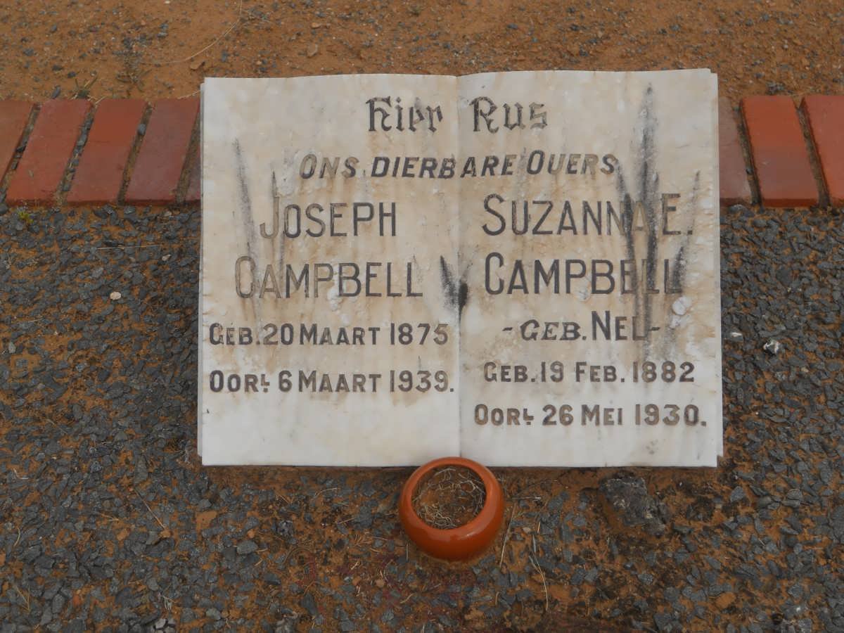 CAMPBELL Joseph 1875-1939 &amp; Suzanna E. NEL 1882-1930