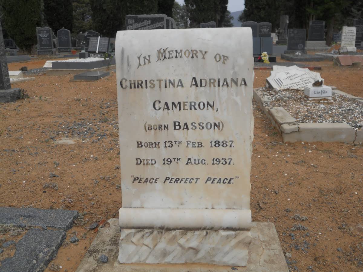 CAMERON Christina Adriana nee BASSON 1887-1937