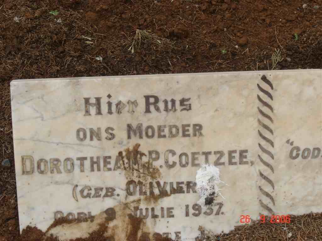 COETZEE Dorothea M. P.nee OLIVIER  -1937
