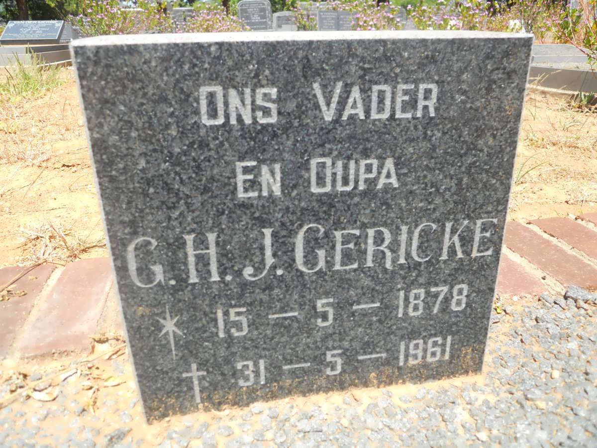 GERICKE G.H.J. 1878-1961
