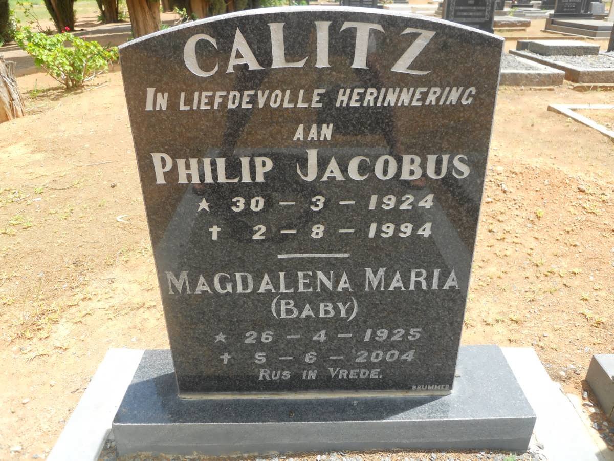 CALITZ Philip Jacobus 1924-1994 &amp; Magdalena Maria 1925-2004