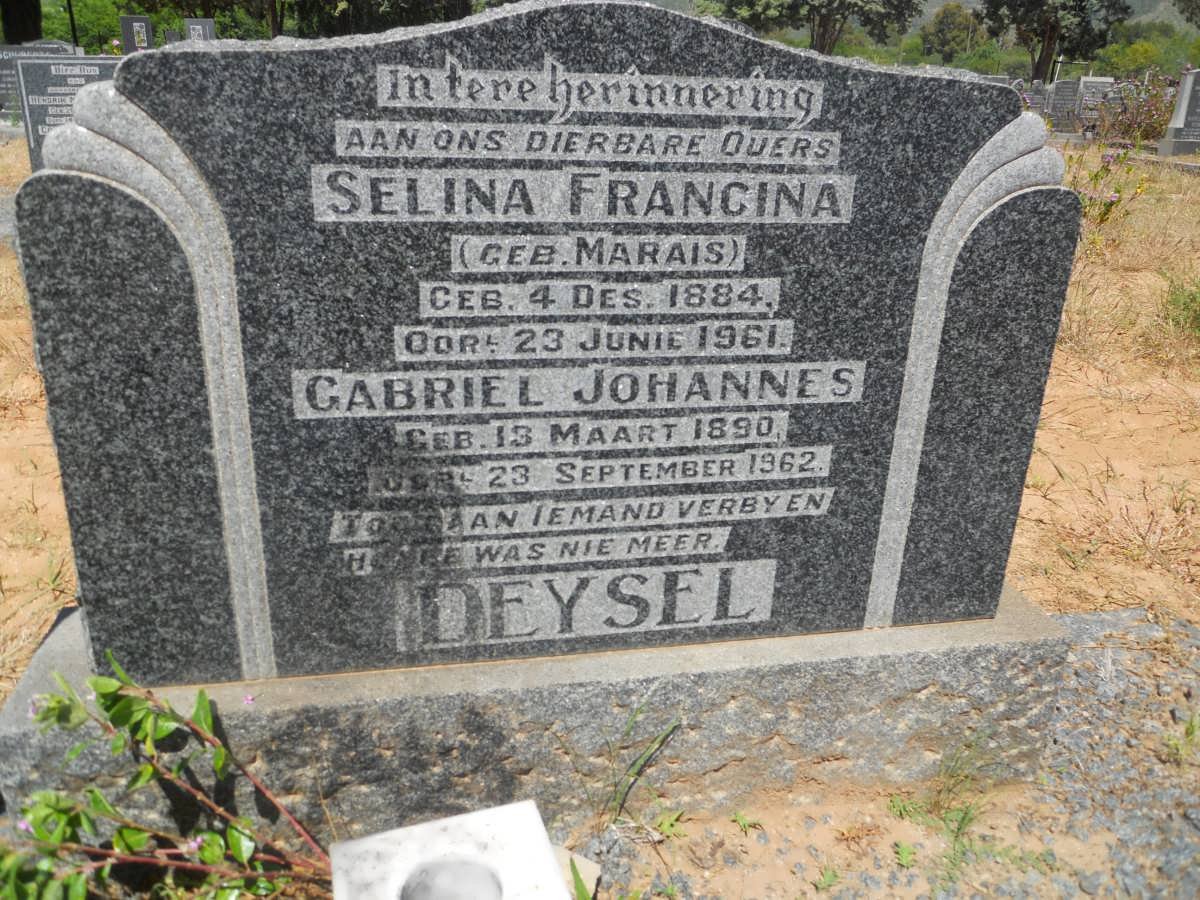 DEYSEL Gabriel Johannes 1890-1962 &amp; Selina Francina MARAIS 1884-1961