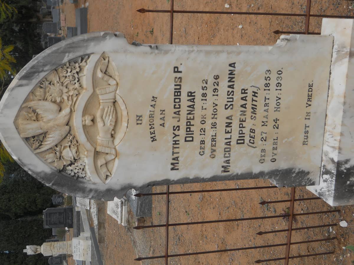 DIPPENAAR Matthys Jacobus P. 1852-1926 &amp; Magdalena Susanna SMITH 1853-1930